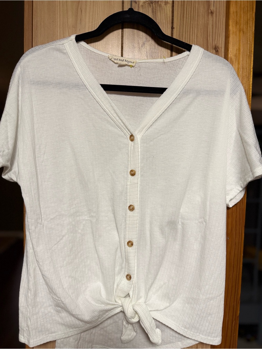 Casual Tie-Front White Button-Down Top